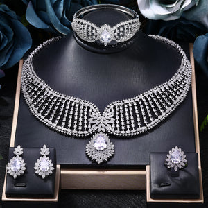 4-Piece Jewelry Set Angel Design Bride Necklace Earring Set AAA Cubic Zirconia Women's Wedding Accessories