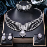 4-Piece Jewelry Set Angel Design Bride Necklace Earring Set AAA Cubic Zirconia Women's Wedding Accessories