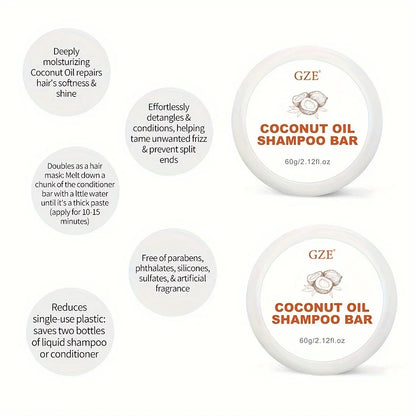 GZE Coconut Oil Shampoo Bar, Moisturizing Bar Shampoo for Dry Hair