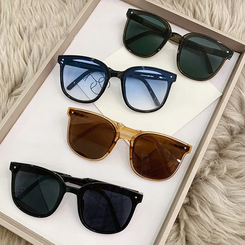 Luxury Fashion Folding Sunglasses  Men Brand Designer Vintage Cat's Eye Sun Glasses Male