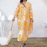 Summer Shirt Dresses Women Long Sleeve Pleated Boho Print Long Dress Robe Ladies Fashion Vintage Beach Maxi Dresses Vestidos