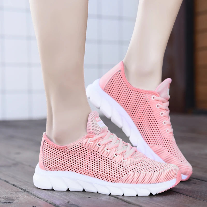 Breathable Lightweight Outdoor Running Sneakers Ladies Solid Color Tennis Ladies Casual Shoes