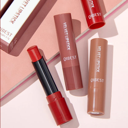 QIBEST Velvet Matte Lipstick Non Staying Cup Moisturizing and Long Lasting Sexy Nude Matte Lip Stick Makeup Korean Cosmetics