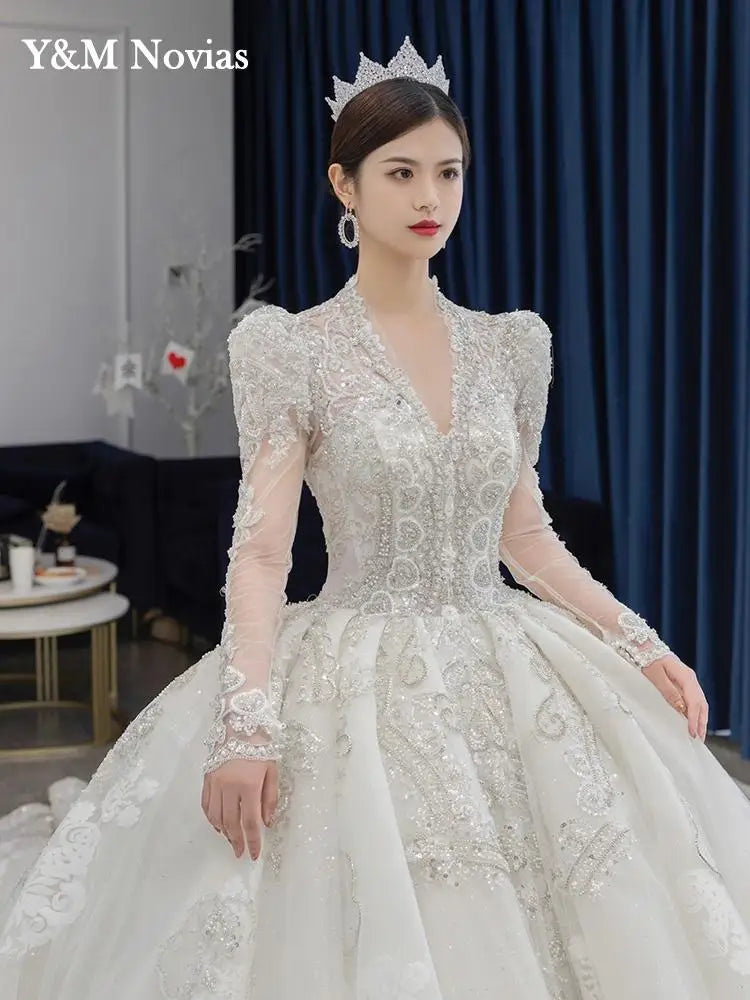 Luxury Bedading Long Sleeve Winter Wedding Dress