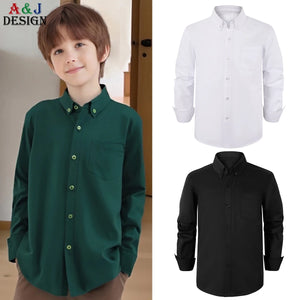 Boys Shirt Kids Oxford White Shirts Kids School Uniform Gift Perform Ceremony Birthday Wedding Formal Clothes 6 to 14 Years