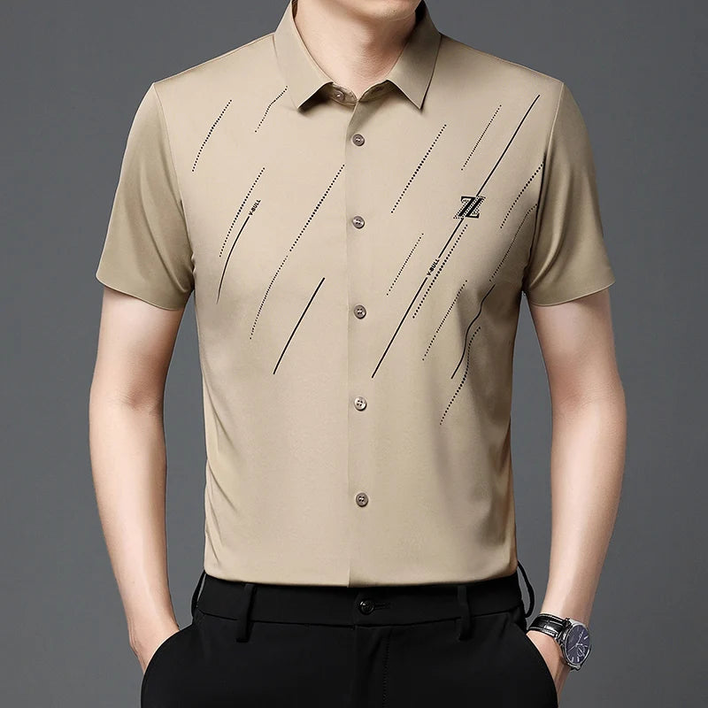 Men's Short-sleeved Shirt Summer New Ice Silk T-shirts
