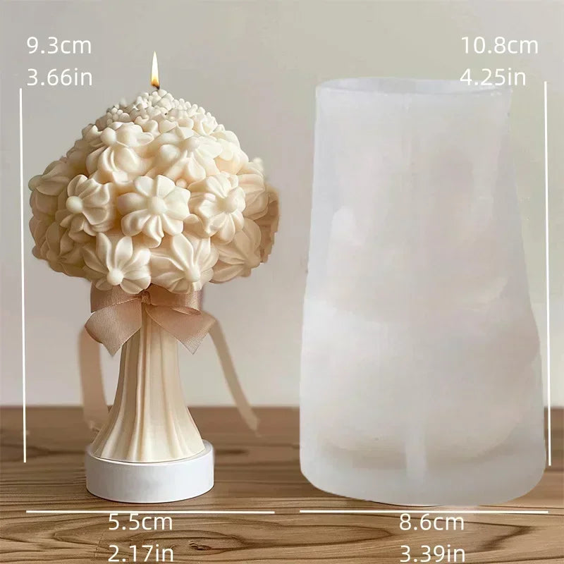 candle silicone mold flower bouquet relief resin mould blooming flower gypsum molds