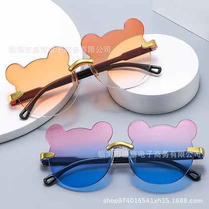 Kids Sun Sunglasses Bear Shape Children Glasses Trendy Girls Cartoon Eyeglasses Shades Driver Anti-Glare Boys  Sunglasses