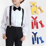 Kids Suspenders Bow Tie Set Boy Girl Retro Adjustable Suspenders Children Baby Braces