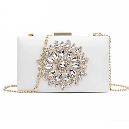 White Women Clutch Bag Wedding Clutch Purse Bridal Evening Crystal Summer Bags for Women