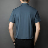 Men's short-sleeved shirt high stretch seamless ice silk non-ironing