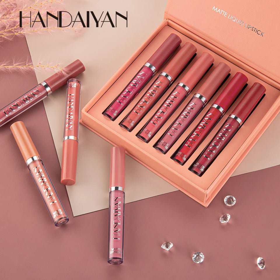 Set of 6 NonStick Cup Liquid lipstick , Long-Lasting Lip Gloss
