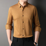 Top Grade Wool 4.7% Traceless New Brand Man 2023 Fashion Designert Shirts Business Slim Fit Long Sleeve Casual Men Clothing