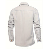 Men's Casual Cotton Long Sleeve Jacket Shirt With Pockets
