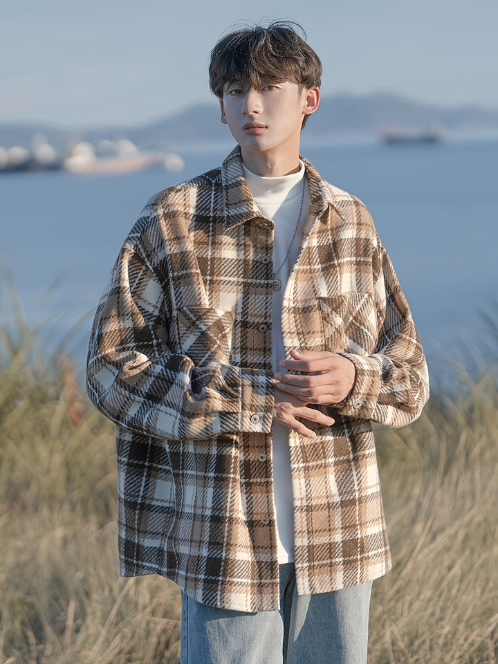 Shirt Men'S Spring And Autumn Japanese Style Lapel Jacket Autumn Men