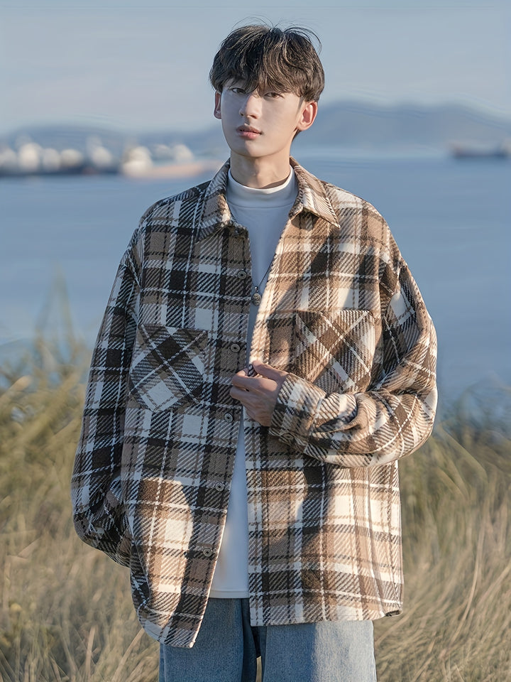 Shirt Men'S Spring And Autumn Japanese Style Lapel Jacket Autumn Men