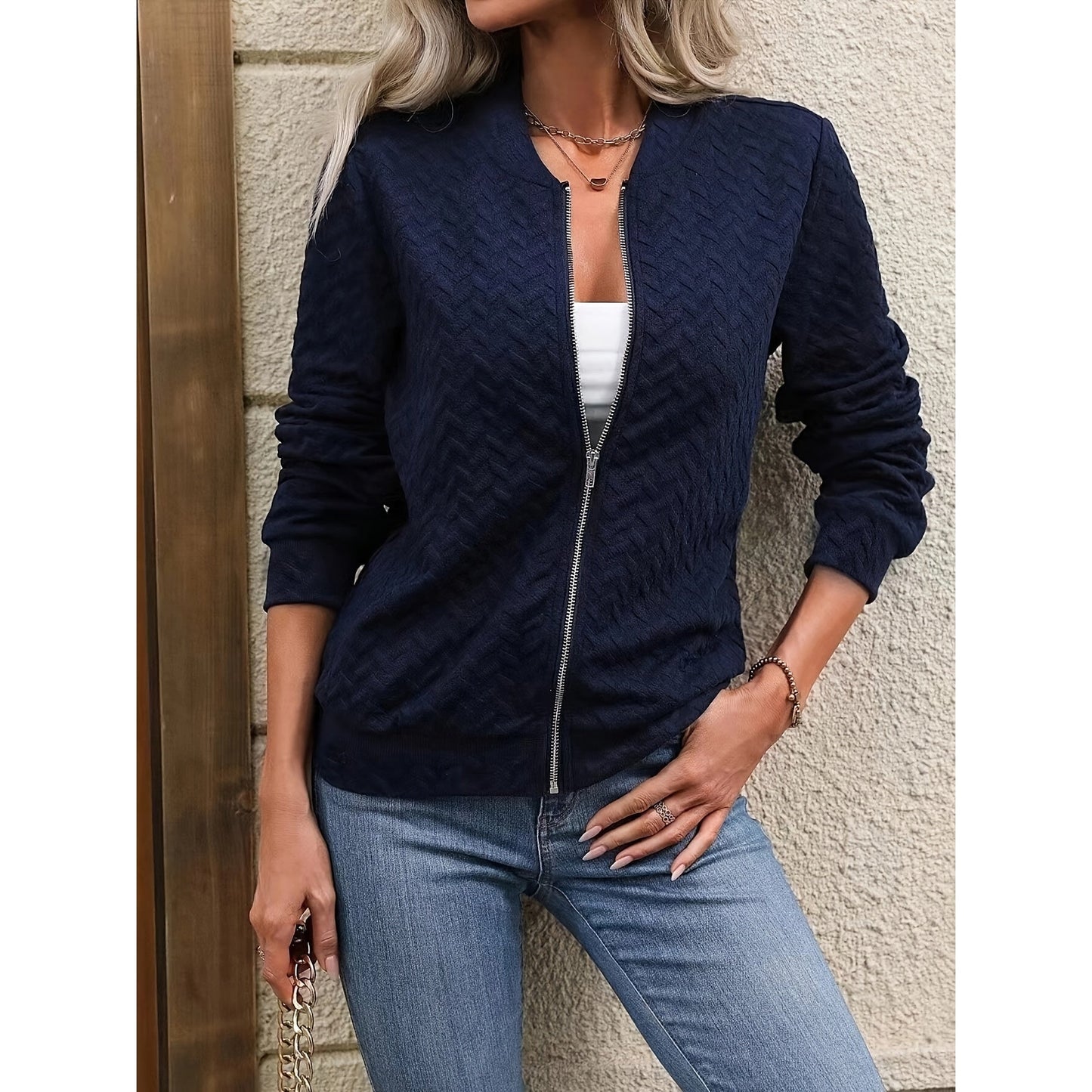 Zip-up Tweed Jacket, For Winter & Fall Elegant and soft the best female choice ever